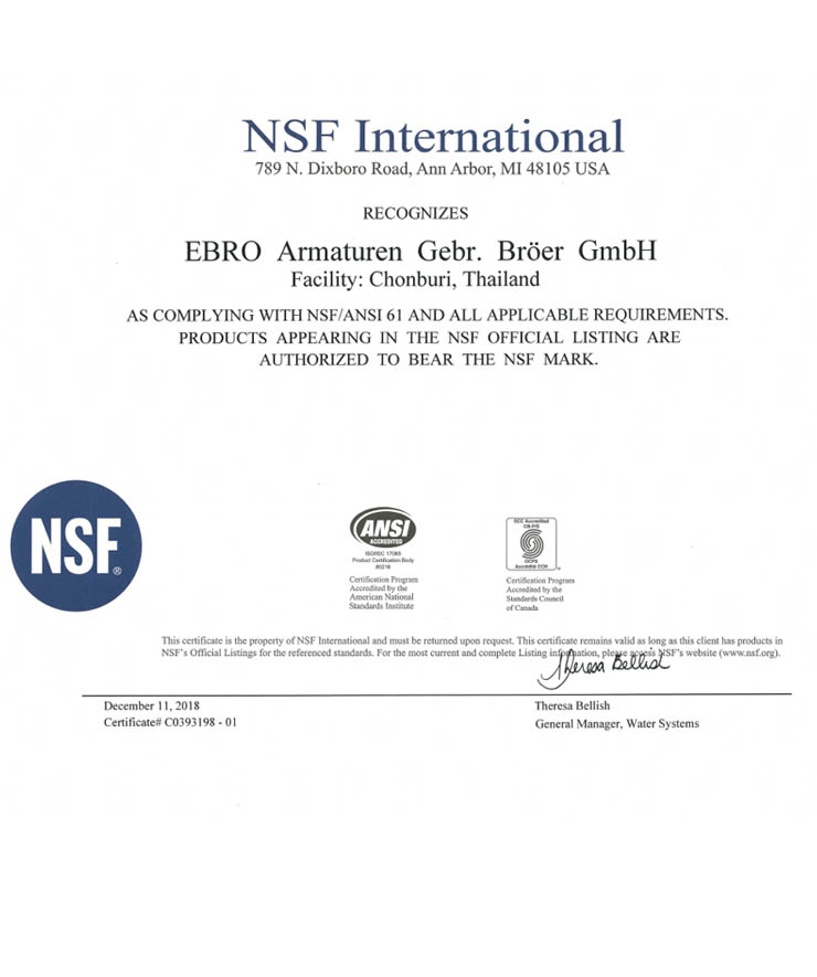 NSF International – NSF/ANSI 61 – Thailand