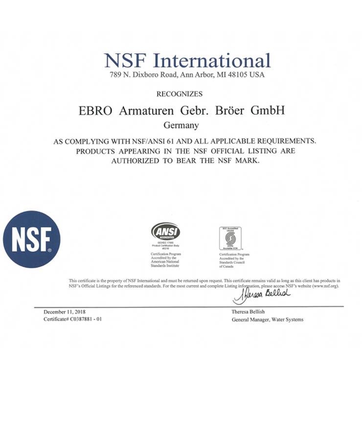 NSF International – NSF/ANSI 61 – Deutschland