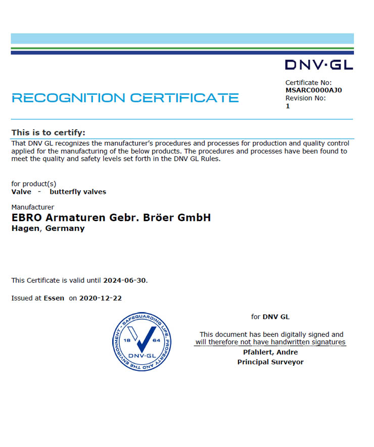 Recognition Certificate – DNV/GL